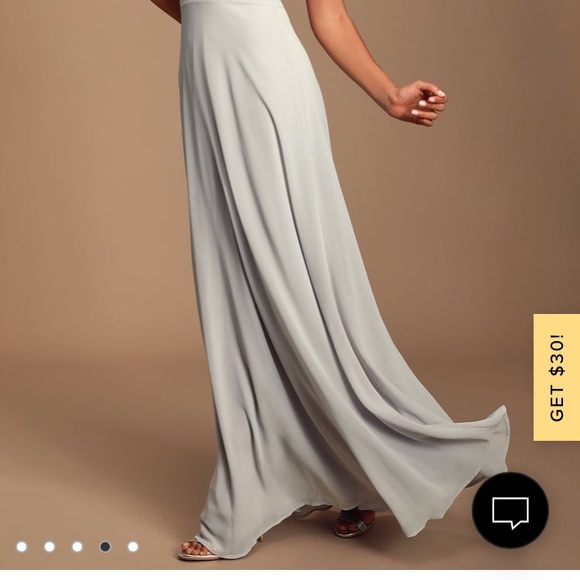Dearly Loved Light Grey Flutter Sleeve Maxi Dress - Picture 4 of 5